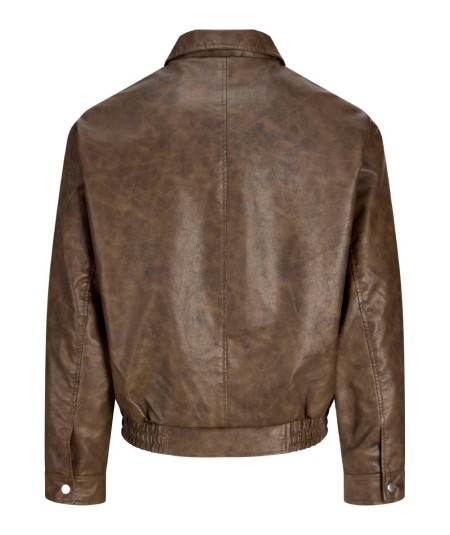 Chaqueta bomber color choco para hombre con cierre frontal