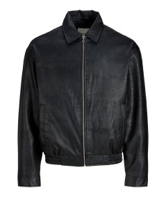 Bomber masculina negra con cierre de cremallera