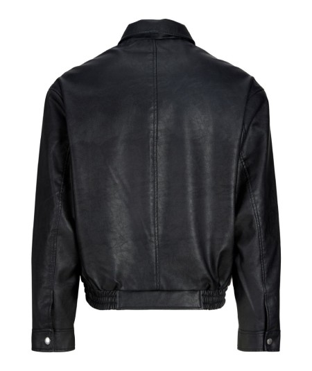 Bomber hombre negro clásico con bolsillos delanteros