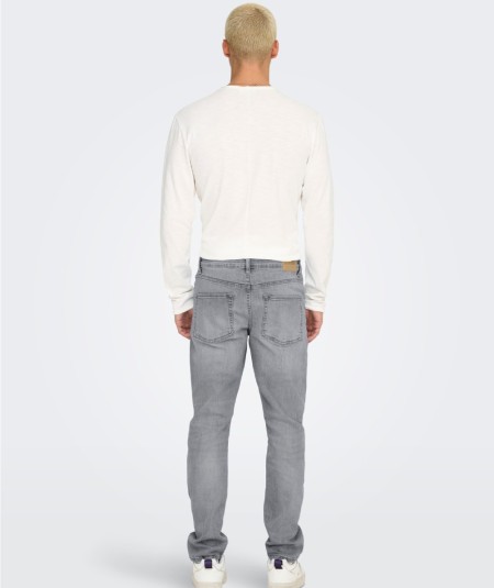 Jeans regular fit grises para hombre con pernera recta