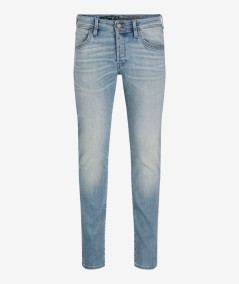 Vaqueros ajustados azul desteñido con tiro bajo