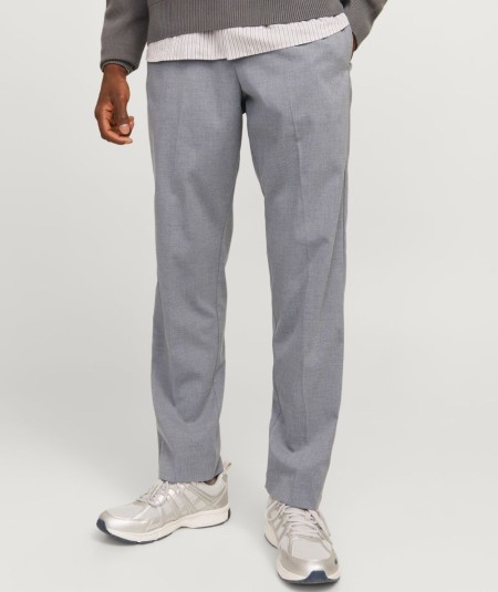 Pantalón relajado gris con cintura elástica