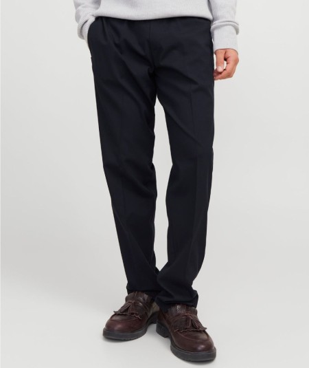 Pantalón relajado navy con cintura elástica