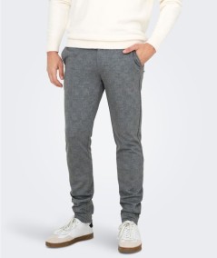 Pantalón slim gris con cierre de cremallera