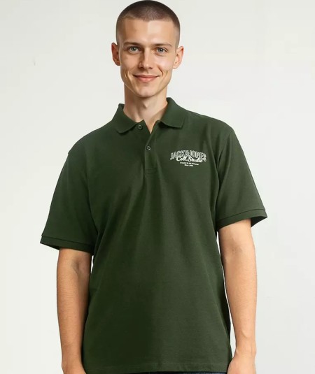 Polo Jack and Jones Makoto color botella para hombre ajuste regular