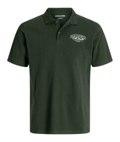 Polo verde botella de algodón piqué con logo en el pecho