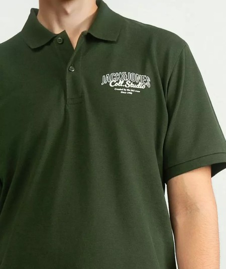 Polo Jack and Jones Makoto color botella para hombre ajuste regular
