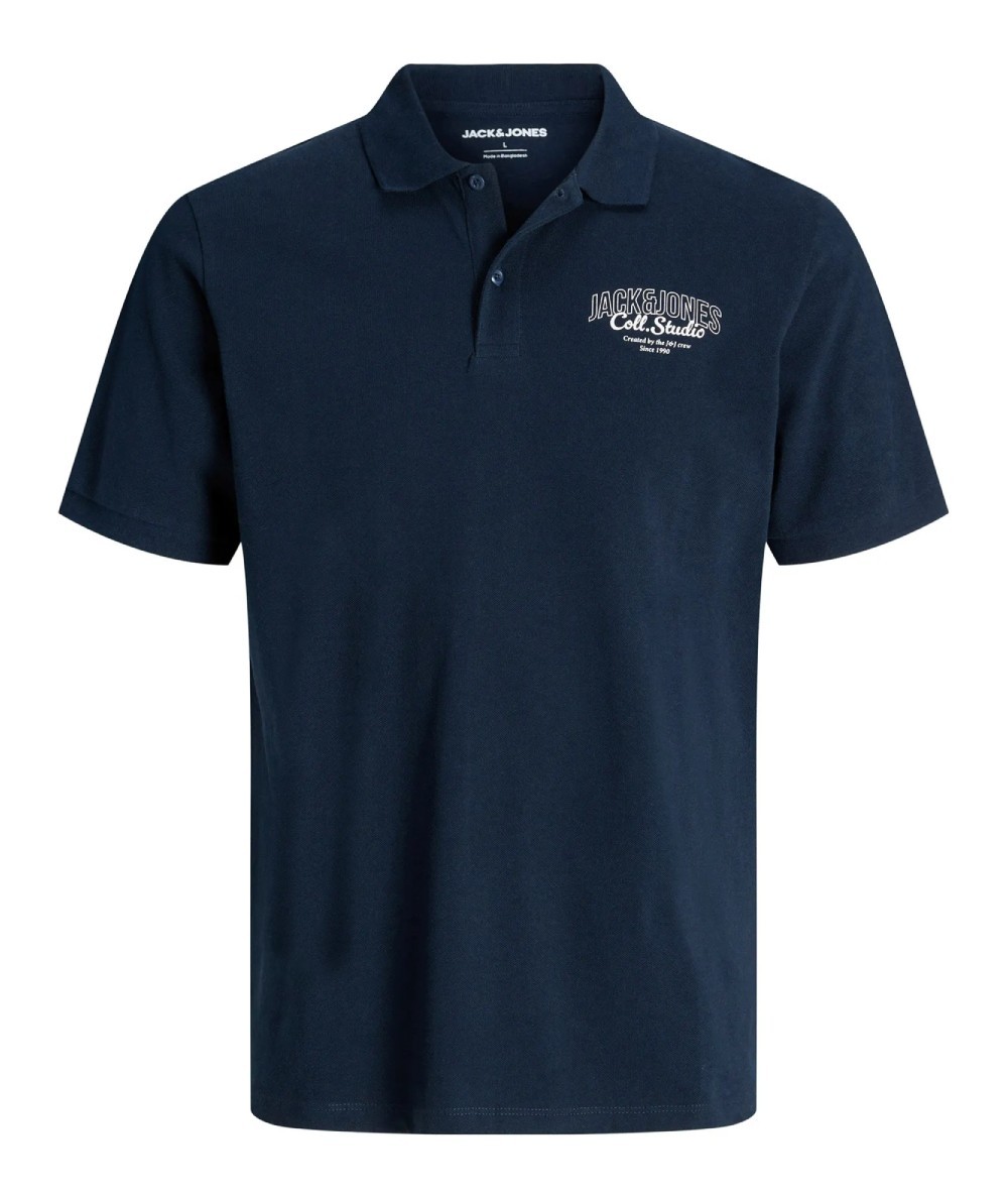 Polo clásico azul hombre con dos botones en el cuello