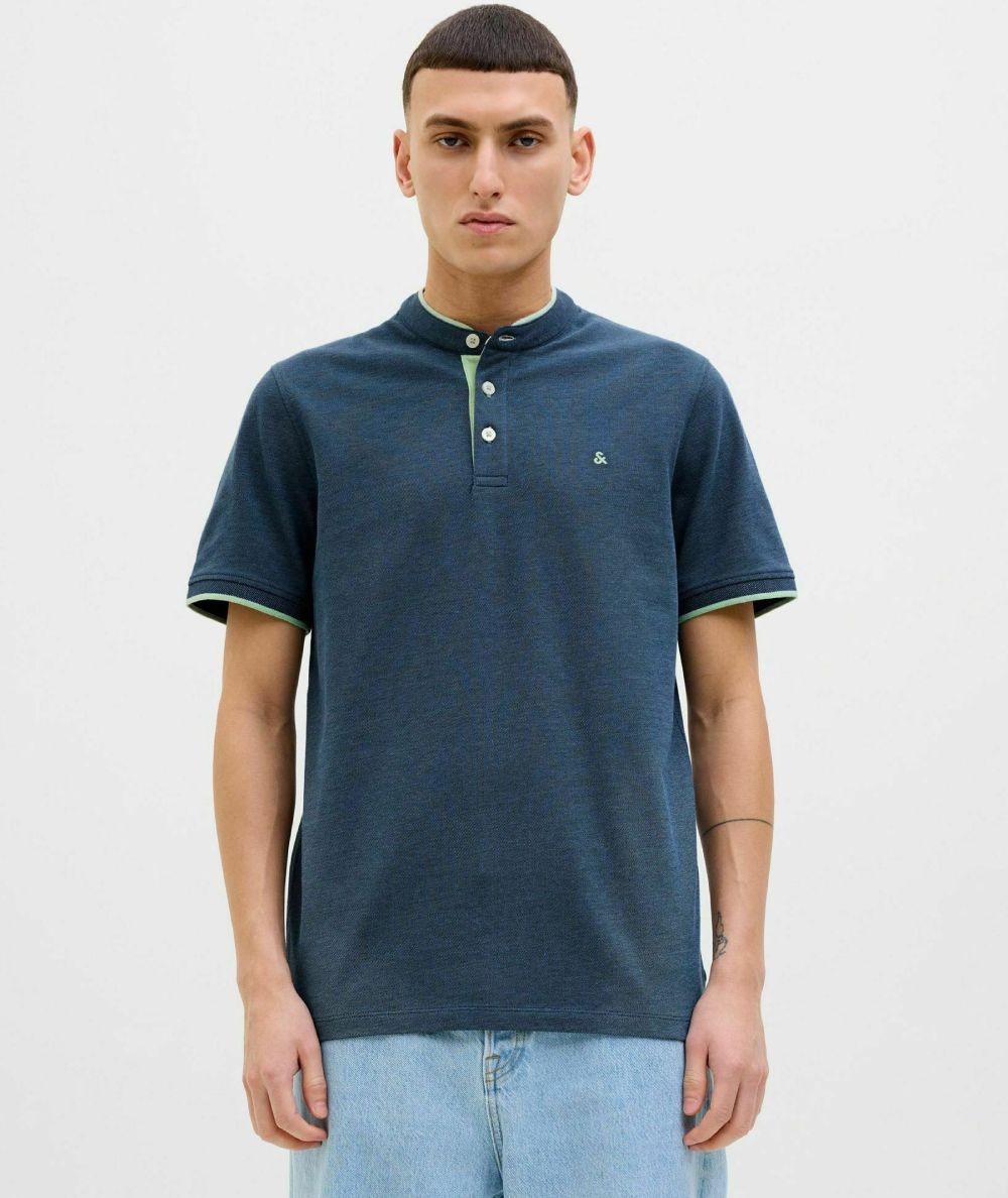 Camiseta Henley color ocean para hombre 100% algodón