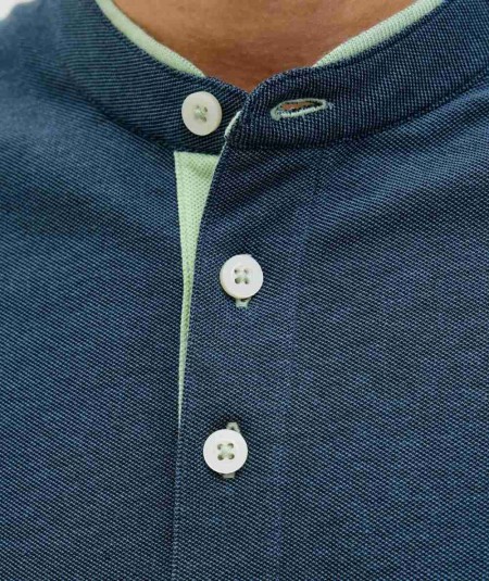 Polo Hombre Cuello Mao Henley Jaspeado 100% Algodón  12199711