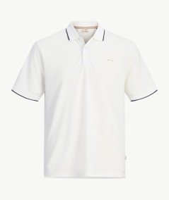 Polo básico blanco algodón y poliéster textura piqué
