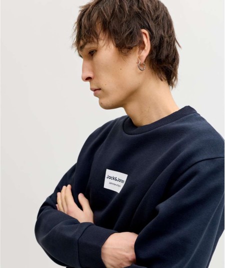 Sudadera azul marino Jack & Jones hombre corte relaxed