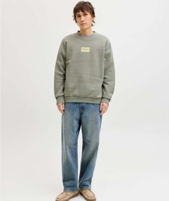 Sudadera verde vetiver manga larga hombre