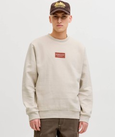 Sudadera beige Jack & Jones hombre corte relaxed