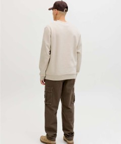 Sudadera beige hombre cuello redondo cómodo