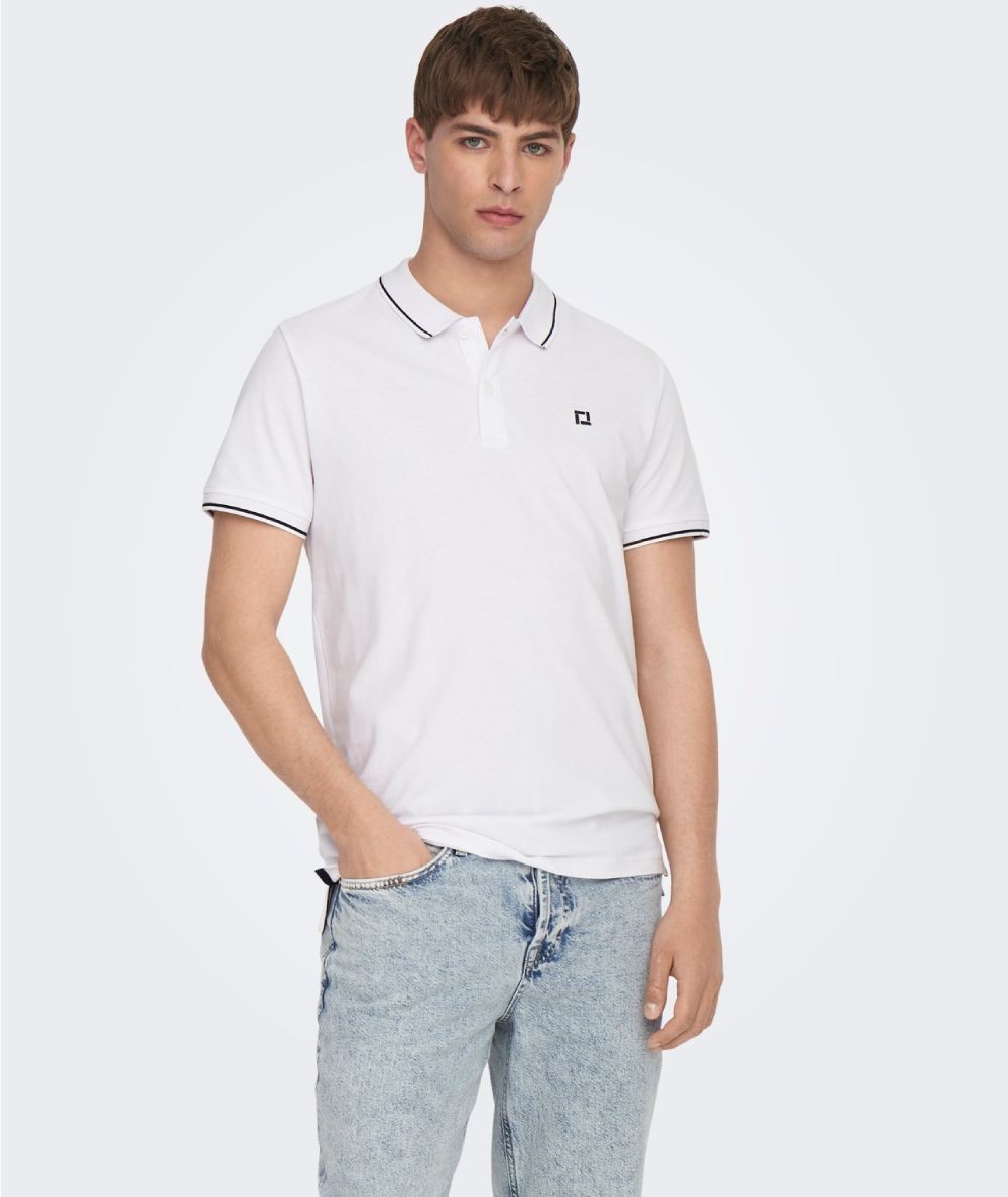 Polo blanco hombre algodón orgánico corte regular