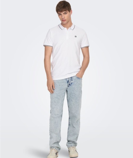 Polo blanco hombre algodón orgánico corte regular