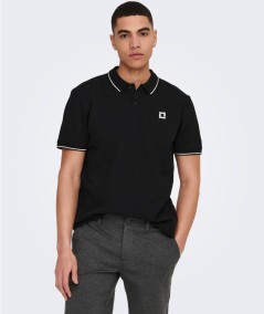 Polo negro hombre algodón orgánico corte regular