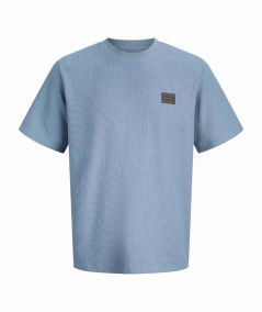 Camiseta azul algodón orgánico y poliéster reciclado