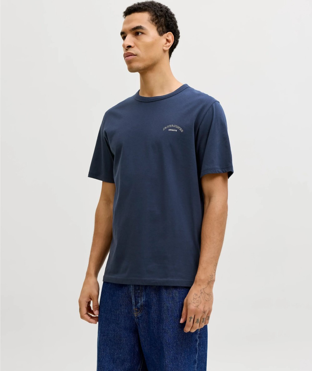 Camiseta azul marin hombre Jack & Jones algodón regular fit