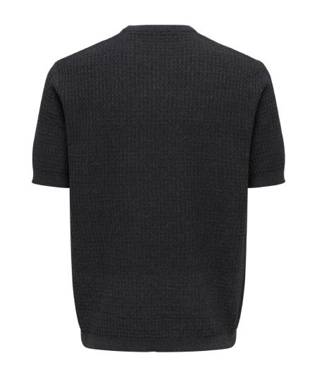 Camiseta negra de punto cuello redondo Only & Sons