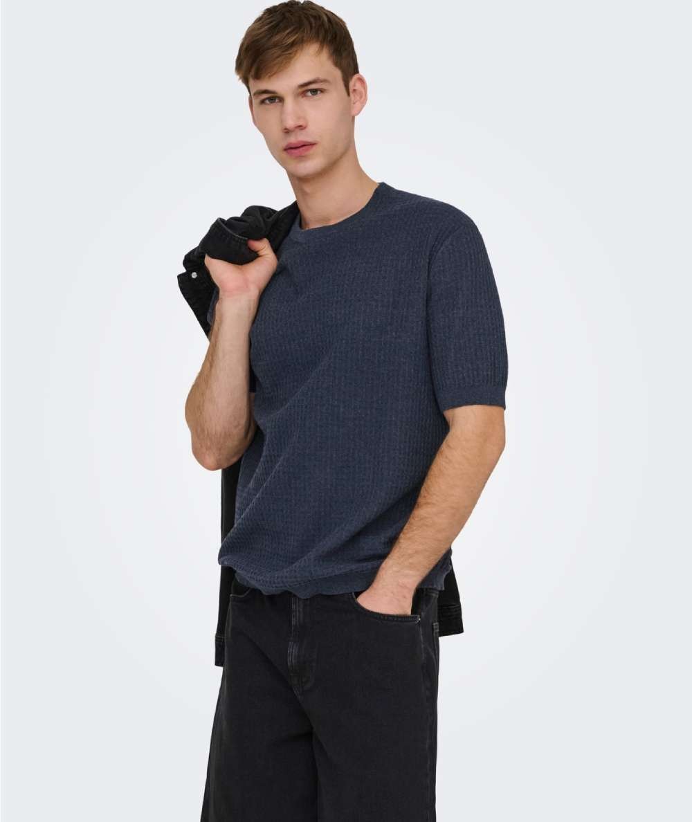 Camiseta azul peacoat hombre Only & Sons manga corta