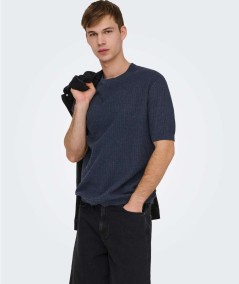 Camiseta azul peacoat hombre Only & Sons manga corta