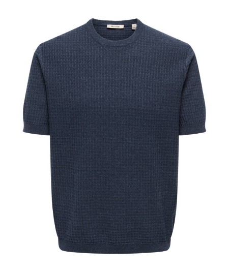 Camiseta negra de punto cuello redondo Only & Sons