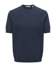 Camiseta azul peacoat algodón reciclado cómoda