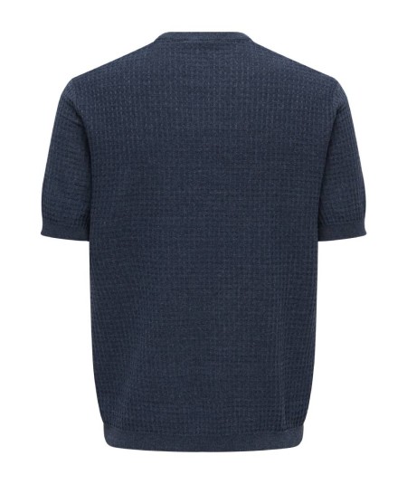 Camiseta negra de punto cuello redondo Only & Sons