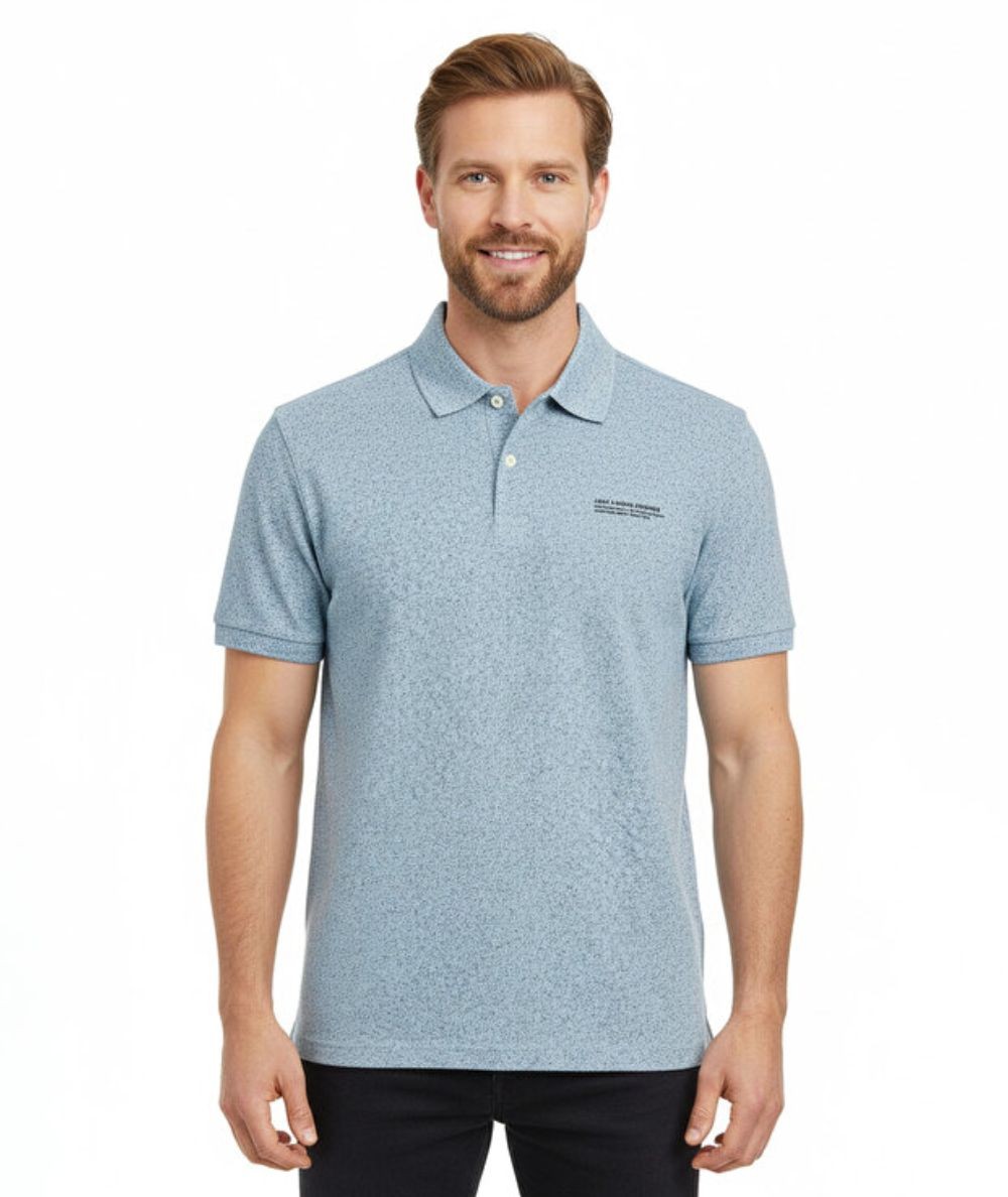 Polo azul cuello clásico con botones Jack & Jones