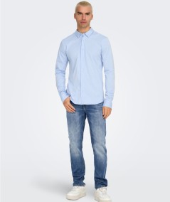 Jeans azul medio elásticos cintura media