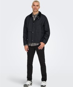 Vaqueros negros denim elástico para hombre