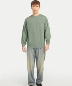 Sudadera verde algodón manga larga para hombre