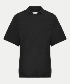 Polo negro hombre Jack & Jones de punto manga corta