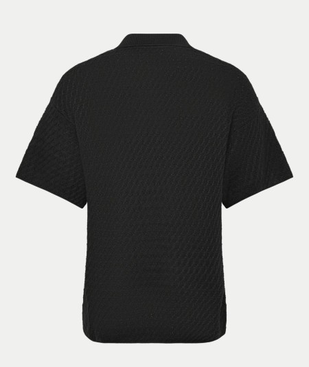 Polo negro hombre Jack & Jones de punto manga corta