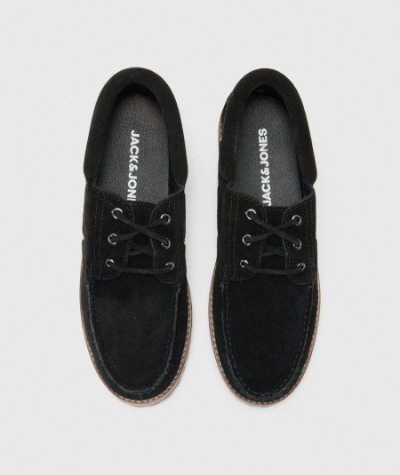 Zapatos negros hombre Jack & Jones modelo 12285236 de cuero España
