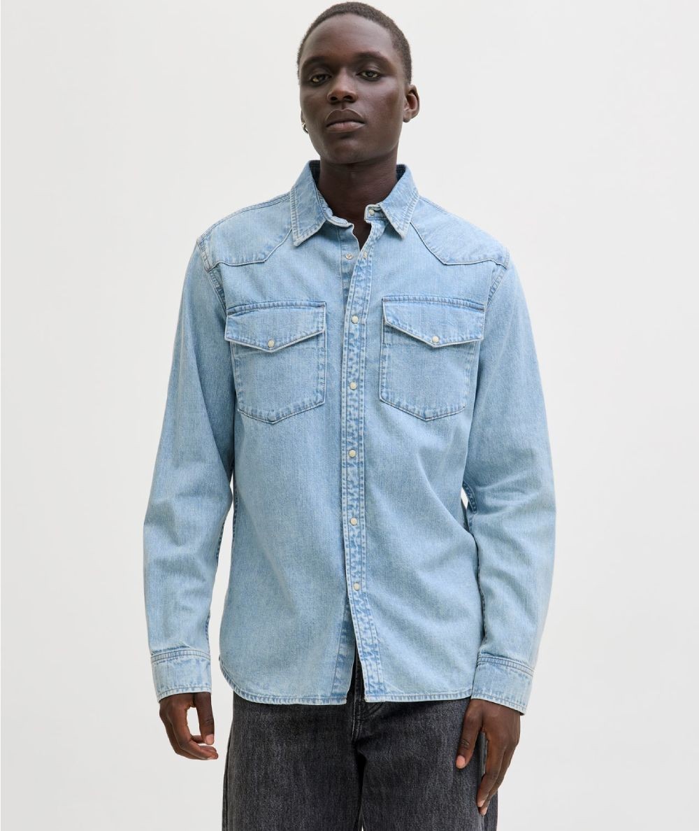 Camisa vaquera light blue hombre Jack & Jones modelo 12289219 slim fit España