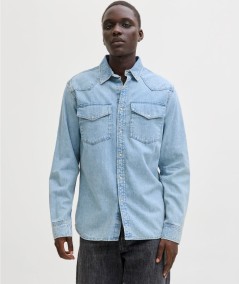 Camisa vaquera light blue hombre Jack & Jones modelo 12289219 slim fit España