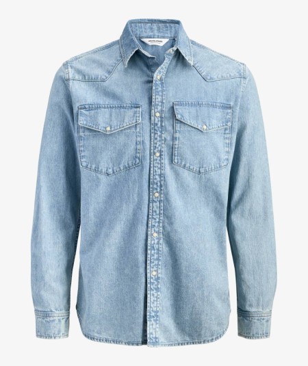 Camisa vaquera light blue hombre Jack & Jones modelo 12289219 slim fit España