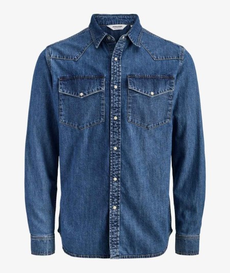 Camisa vaquera mid blue hombre Jack & Jones modelo 12289219 slim fit España