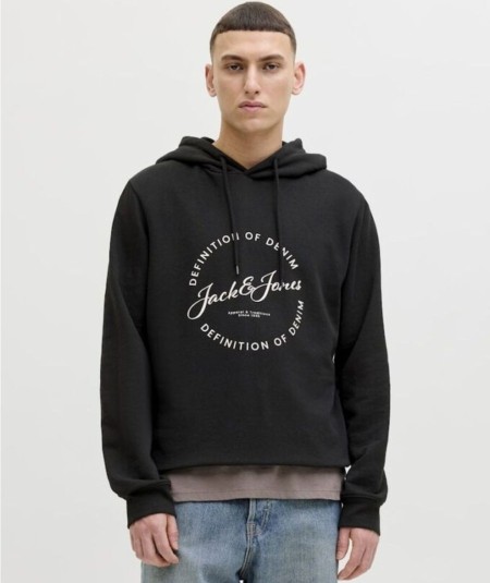 Sudadera negra hombre Jack & Jones modelo 12288378 con capucha España