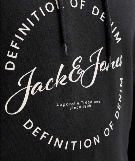 Sudadera negra hombre Jack & Jones modelo 12288378 con capucha España