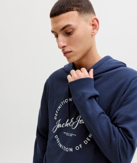 Sudadera azul marino hombre Jack & Jones modelo 12288378 con capucha España