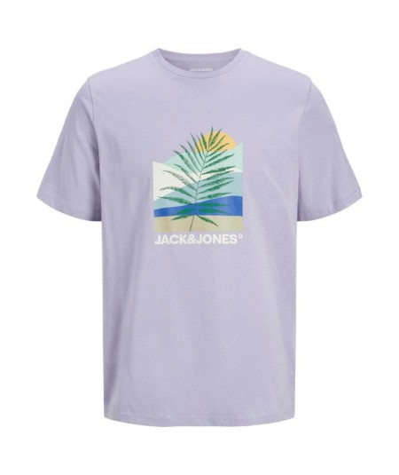 Camiseta malva hombre Jack & Jones Barbados Tee 12269416 estampada España