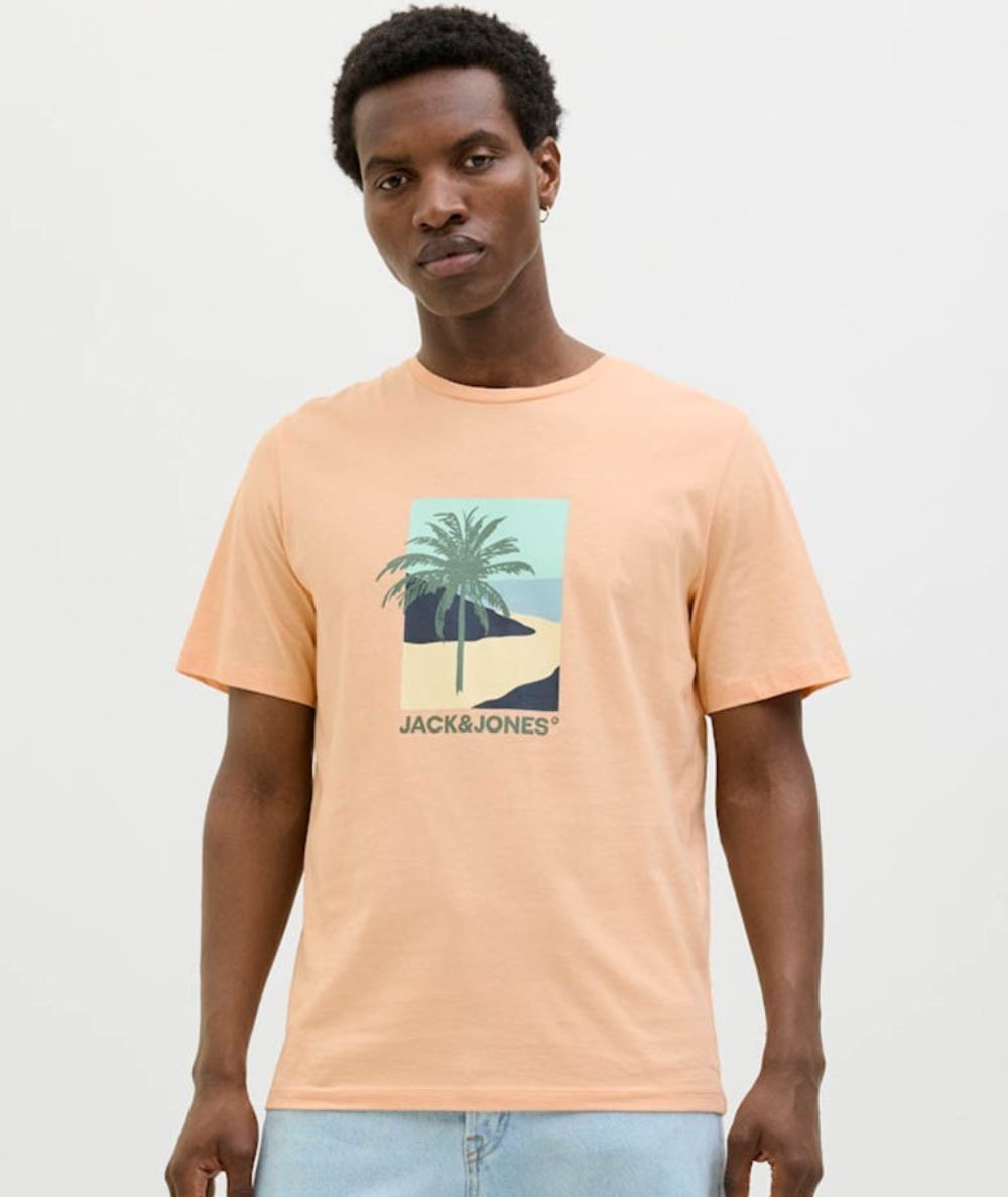 Camiseta peach hombre Jack & Jones Barbados Tee 12269416 estampada España
