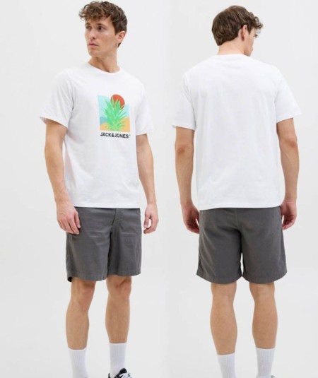 Camiseta blanca hombre Jack & Jones Barbados Tee 12269416 estampada España