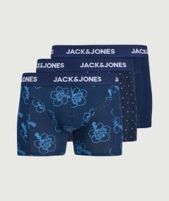Pack de 3 boxers para hombre Jack and Jones 12298171 en algodón orgánico elástico con cinturilla cómoda ideal para uso diario