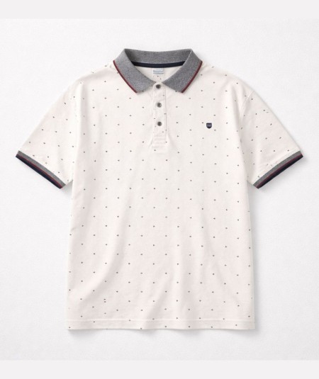 Polo blanco para hombre Rever 31559 de algodón con diseño sublimado y cuello con botones ideal para looks casual de verano