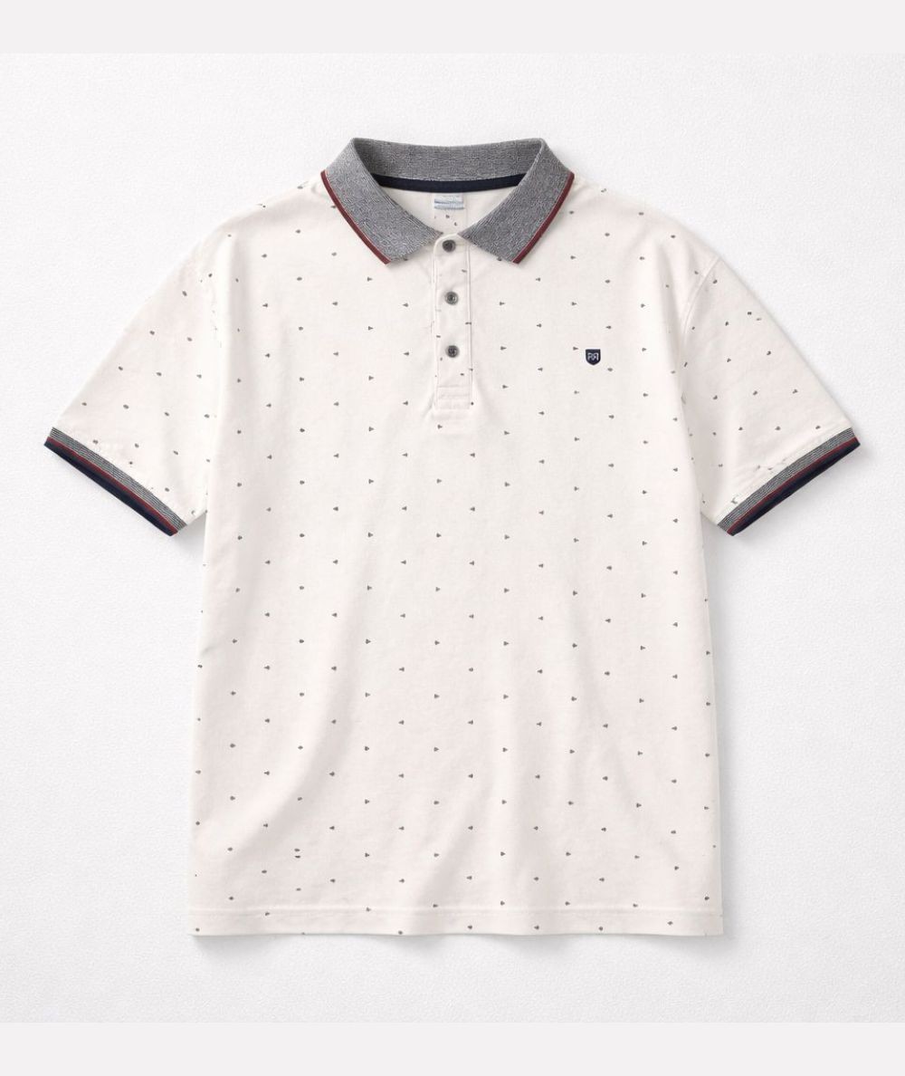Polo blanco para hombre Rever 31559 de algodón con diseño sublimado y cuello con botones ideal para looks casual de verano